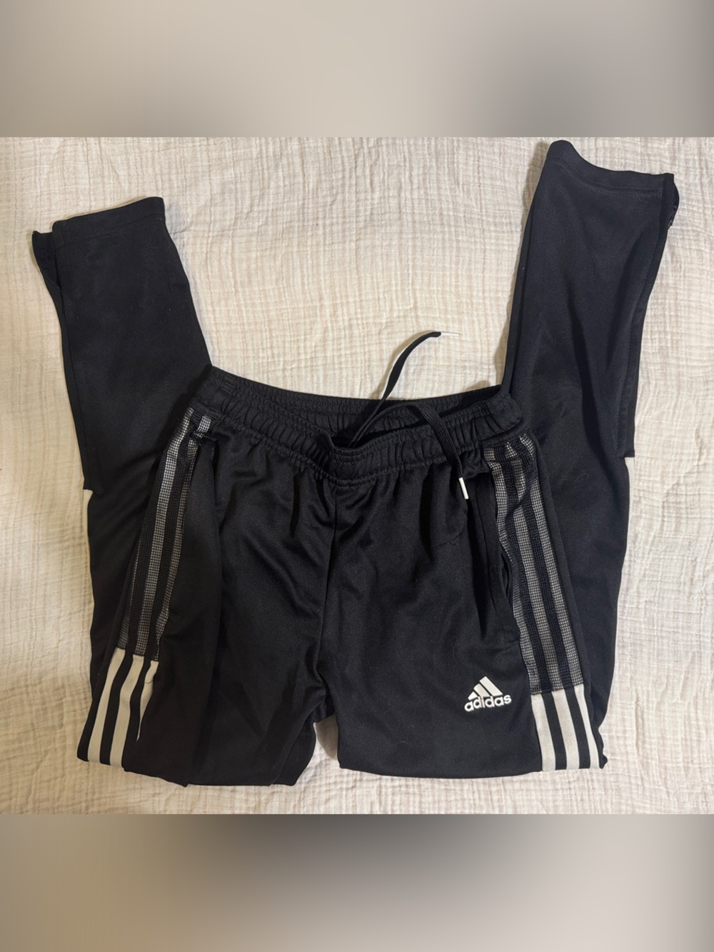 adidas Black Kids Track Joggers with White Three-Stripes